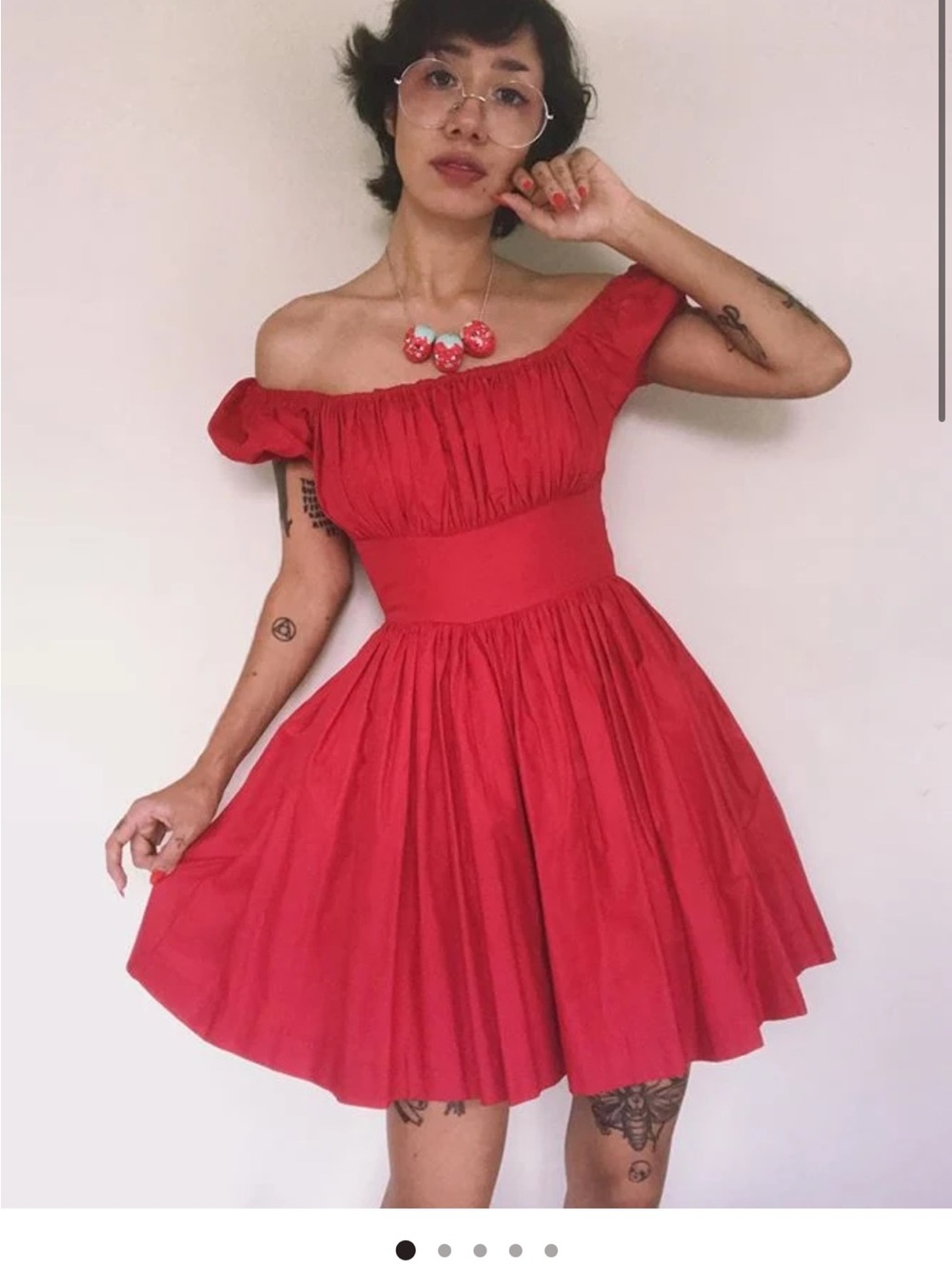 Hearts and found LORETTA DRESS CARDINAL RED Off-Shoulder Dress Size 2XL